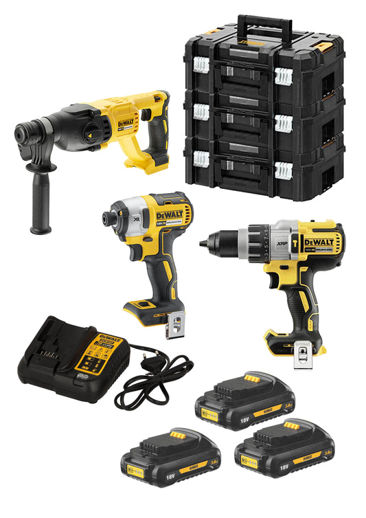 Set DCK369M3T Drill + Hammer + Screwdriver + 3 Bat 3 Ah + 3 Dewalt Briefcase