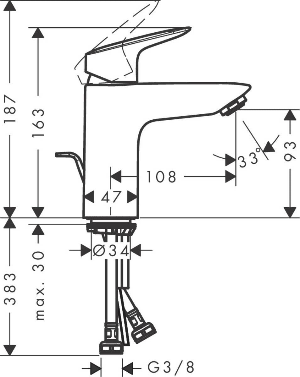 Grifo Lavabo Logis 100 Sin Vaciador Hansgrohe HANSGROHE - 7