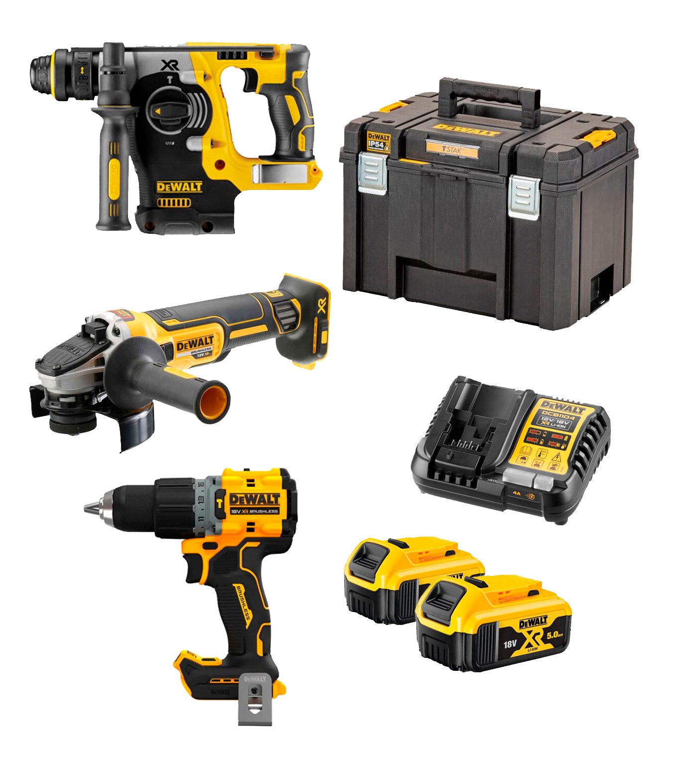 Kit 3 herramientas XR 18V + 2bat 5Ah + cargador + Caja TSTAK Dewalt DCK355P2T