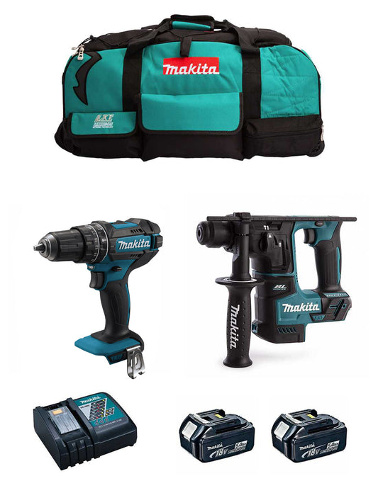 Makita Kit DHP482 Drill Driver + DHR171 Hammer + 2 Bat. 5Ah + charger + bag DLX2171BL2