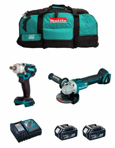 Makita kit DTW285 impact wrench + DGA504 mini grinder + 2bat 5Ah + charger + bag LXT600 DLX2285BL2