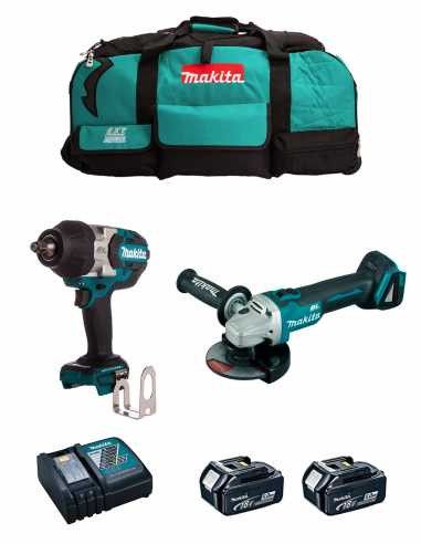 Makita kit DTW700 impact wrench + DGA504 mini grinder + 2bat 5Ah + charger + bag LTX600 DLX2700BL2