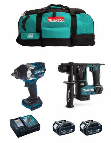 Makita kit DTW700 impact wrench + DHR171 light hammer + 2bat 5Ah BL1850B + charger + bag LXT600 DLX2771BL2