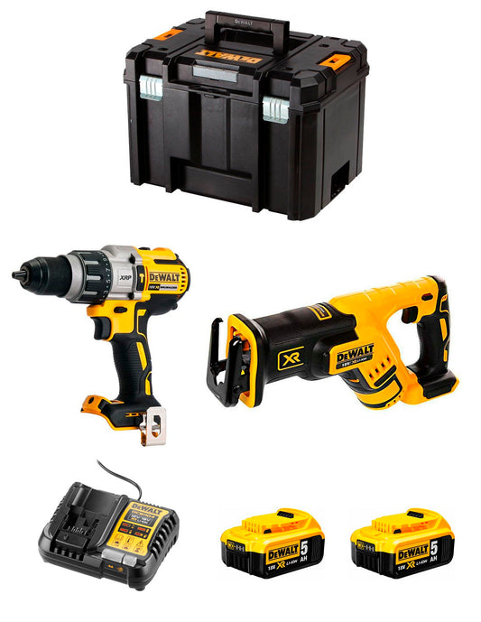 Dewalt Kit DCD996 Hammer Drill + DCS367 Saber Saw + 2bat 5Ah + charger + TSTAK VI DCK267P2