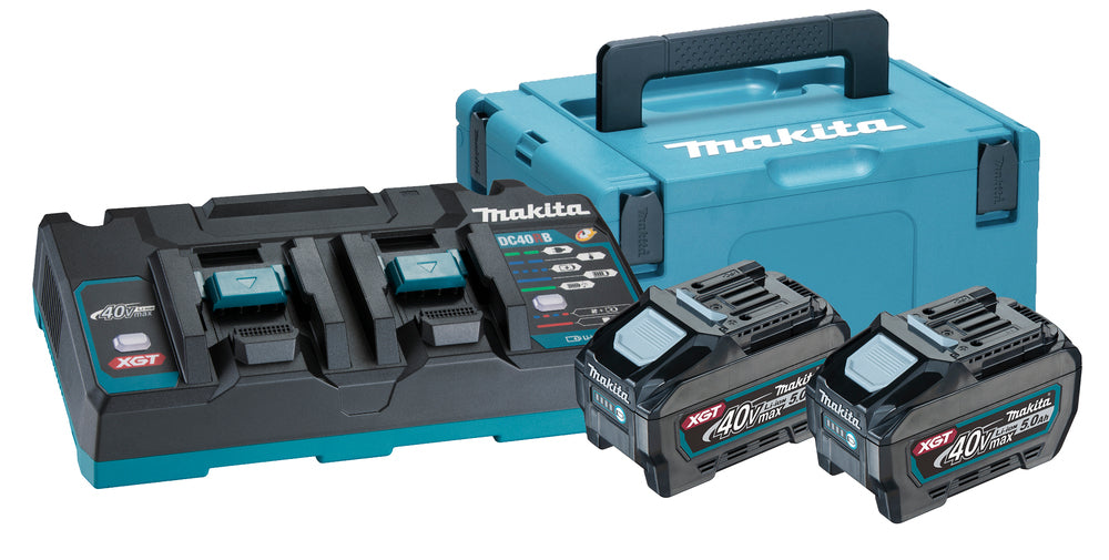 Kit of two 5.0Ah 40V batteries with double charger in Makita XGT 191U13-9 case