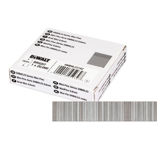 Box of 20,000 units of headless mini pins for finishing nailer 0.6mm x 18mm Dewalt DNBHL2318Z