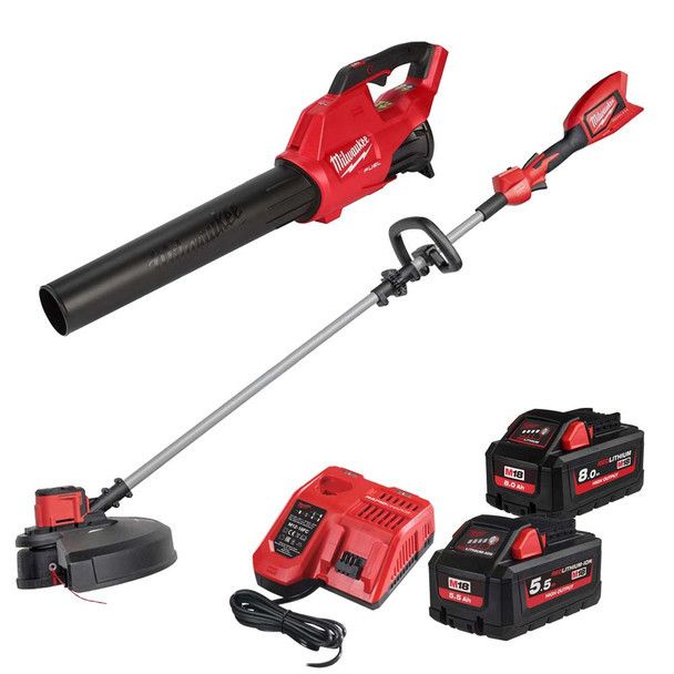 Kit Soplador + Cortabordes + 2bat + Cargador rápido Milwaukee M18 FPP20P3-852  - 1