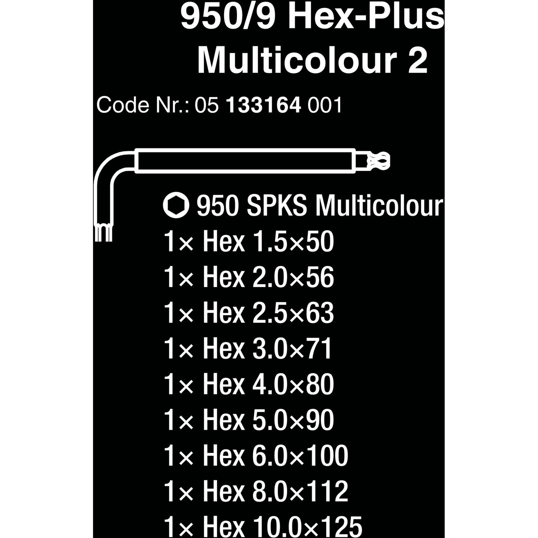 Juego 9 piezas de llaves hexagonales en L métricas de 1.5-10mm Wera WERA - 5