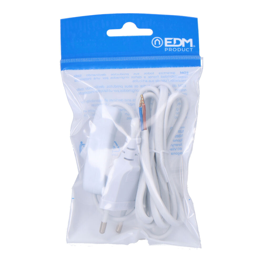 Conexión con interruptor 3A 1,5m 2x0,75mm manguera plana blanca EDM