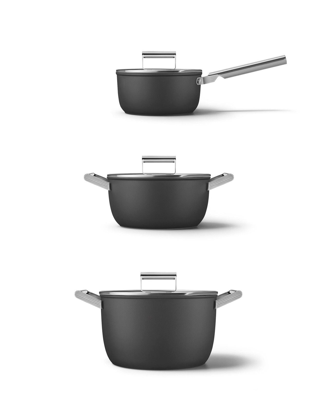 Smeg Matte Black Pot Set