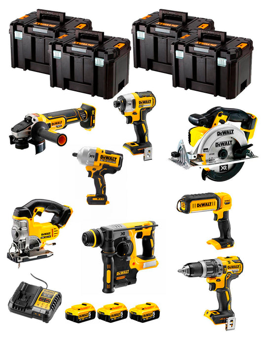 Dewalt Kit 8 tools + 3 bat 5ah + Charger DCB1104 + 4xTstak VI Kit DCK894P3