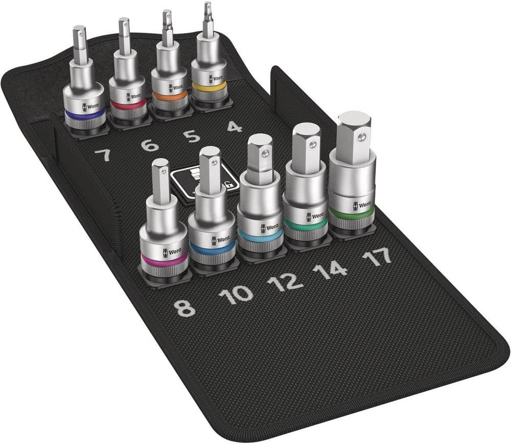 Juego de 9 vasos hexagonales Zyklop con función de sujeción Wera 8740 C HF 1