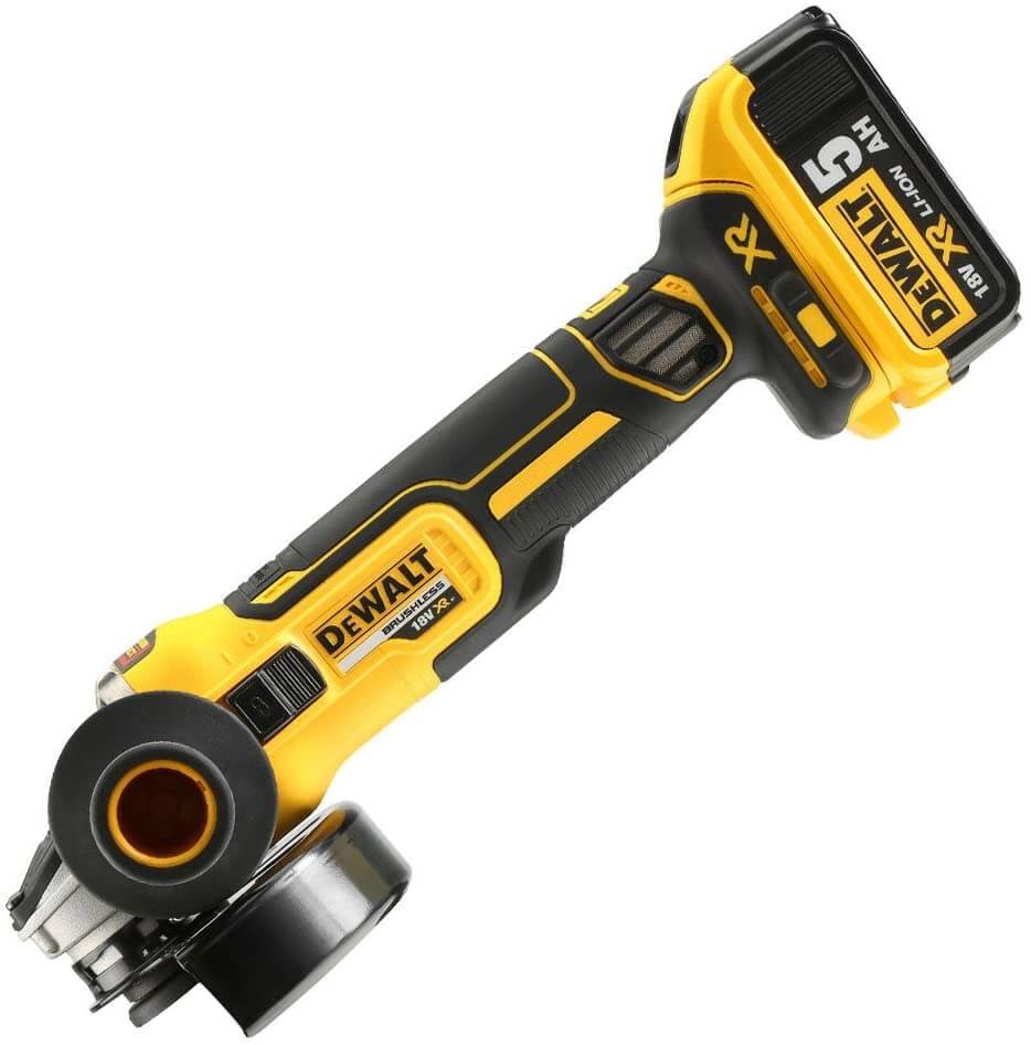 18V XR Brushless 125mm Grinder with 2 5Ah batteries and Dewalt DCG405P2 case