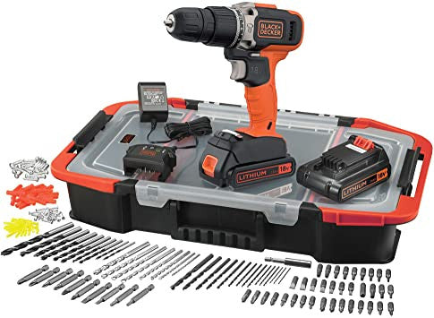 Taladro Percutor Black+Decker 18V + 160 Accesorios 2 Bat 1,5Ah con Maletín BCD003BAST BLACK + DECKER - 1