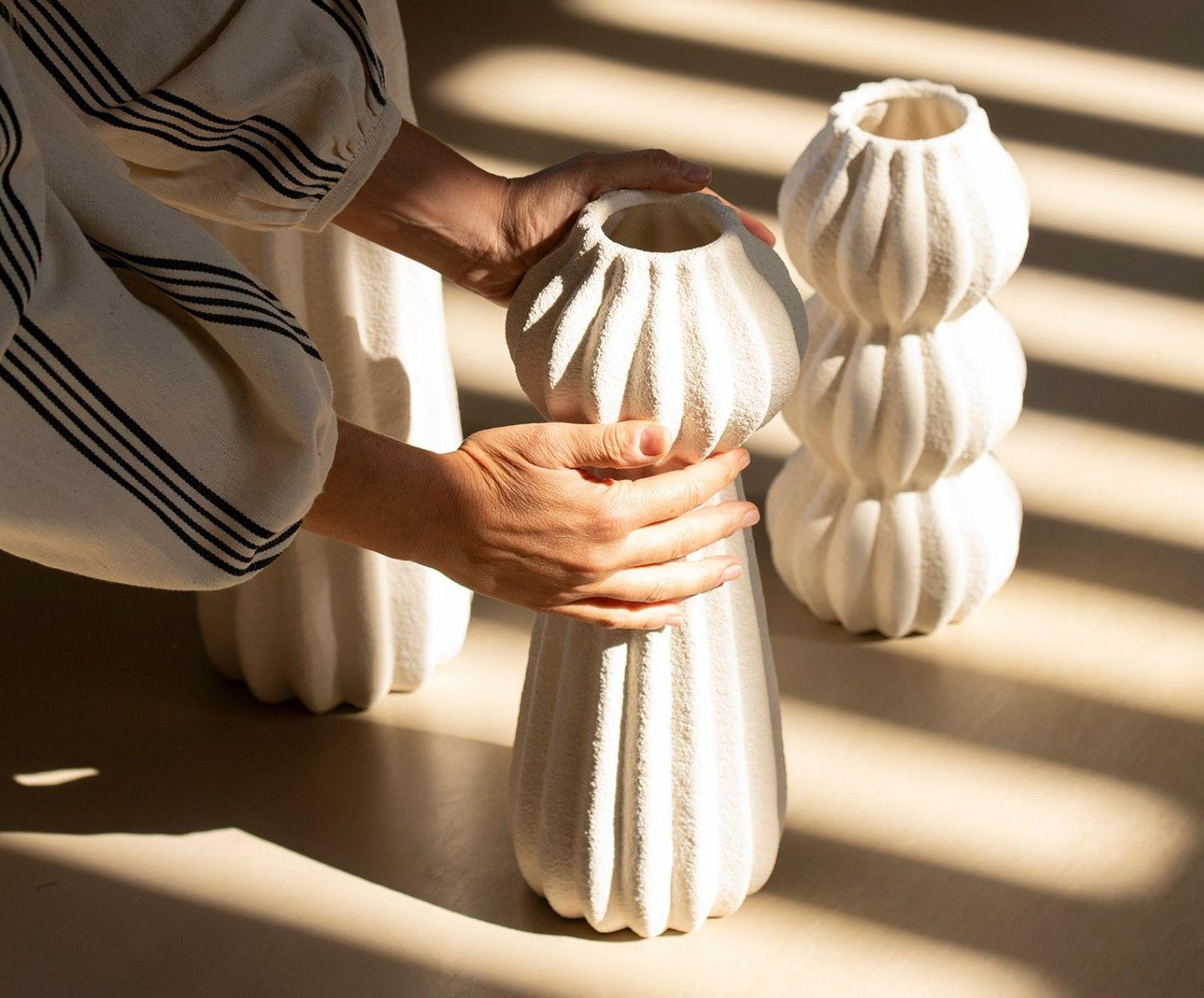 Kaduna white ceramic vase 30 cm Andrea House