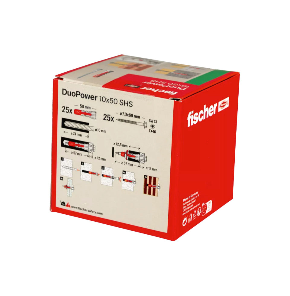 Box of Taco Duopower 10x50S + Fischer Screw 25 pcs