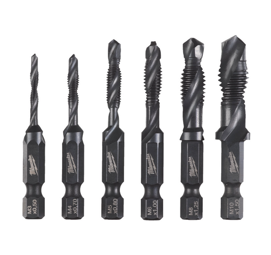 Milwaukee 1/4" HSS-G 6pc Threaded Drill Bits