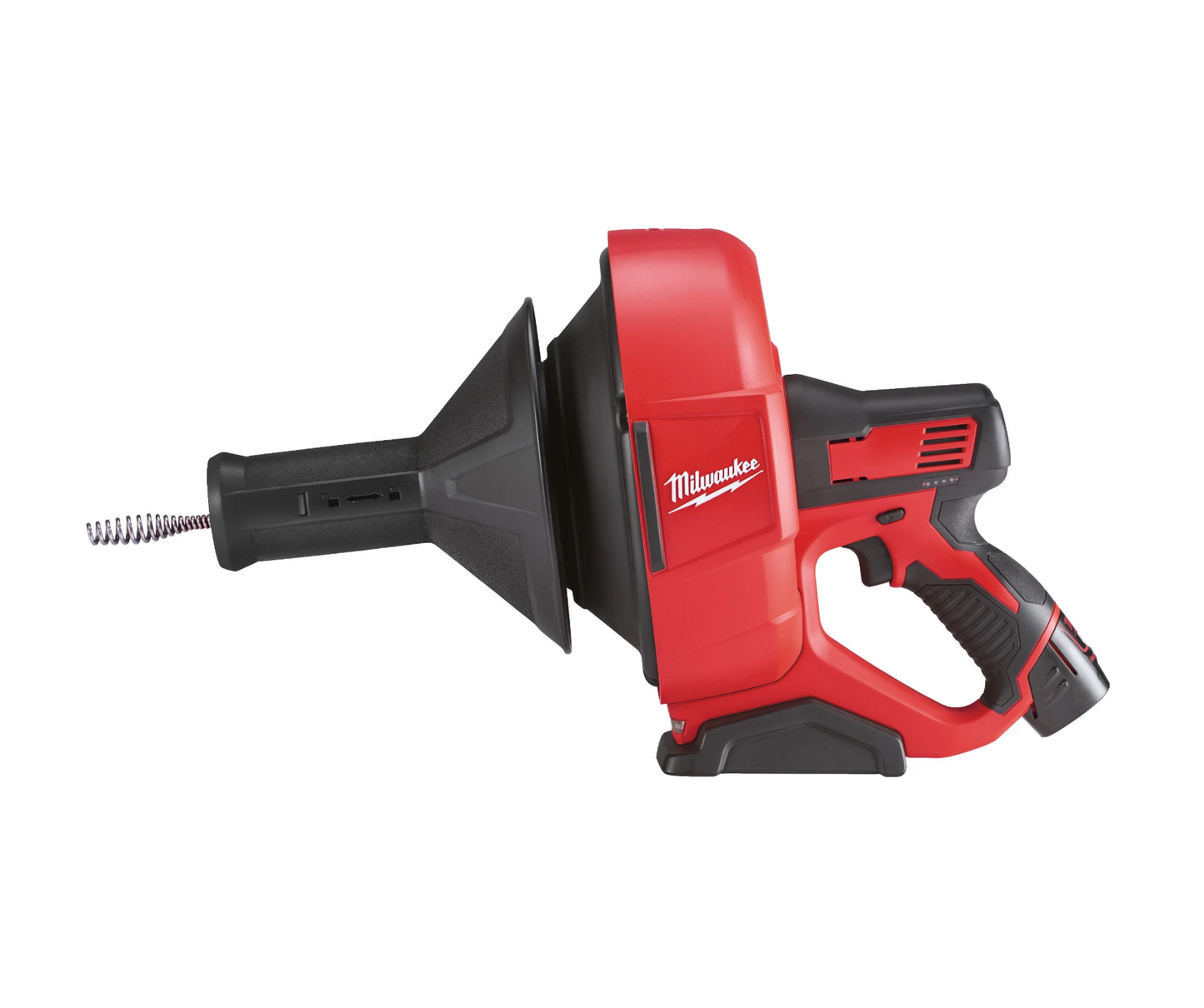 Desatascador con espiral de 8mm + 2bat 2Ah + Cargador + Cubo de transporte Milwaukee M12 BDC8-202C