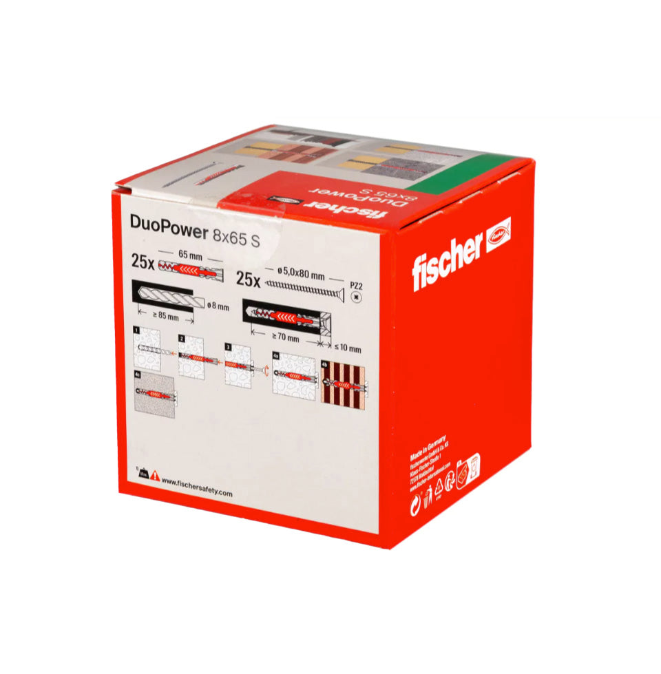 Box of Duopower 10x50 L S Plugs + Fischer Screws 25 pcs