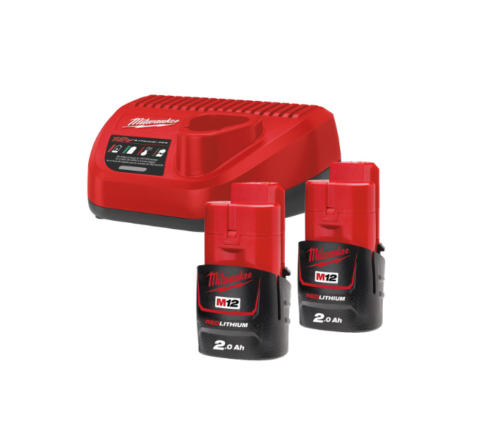 Kit 2 baterías 2Ah y cargador Milwaukee M12 NRG-202