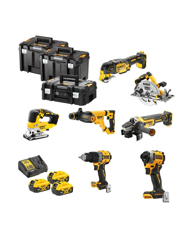 Combokit 7 XR 18V tools + Charger + 3 batteries + 3 cases Dewalt DCK706P3T