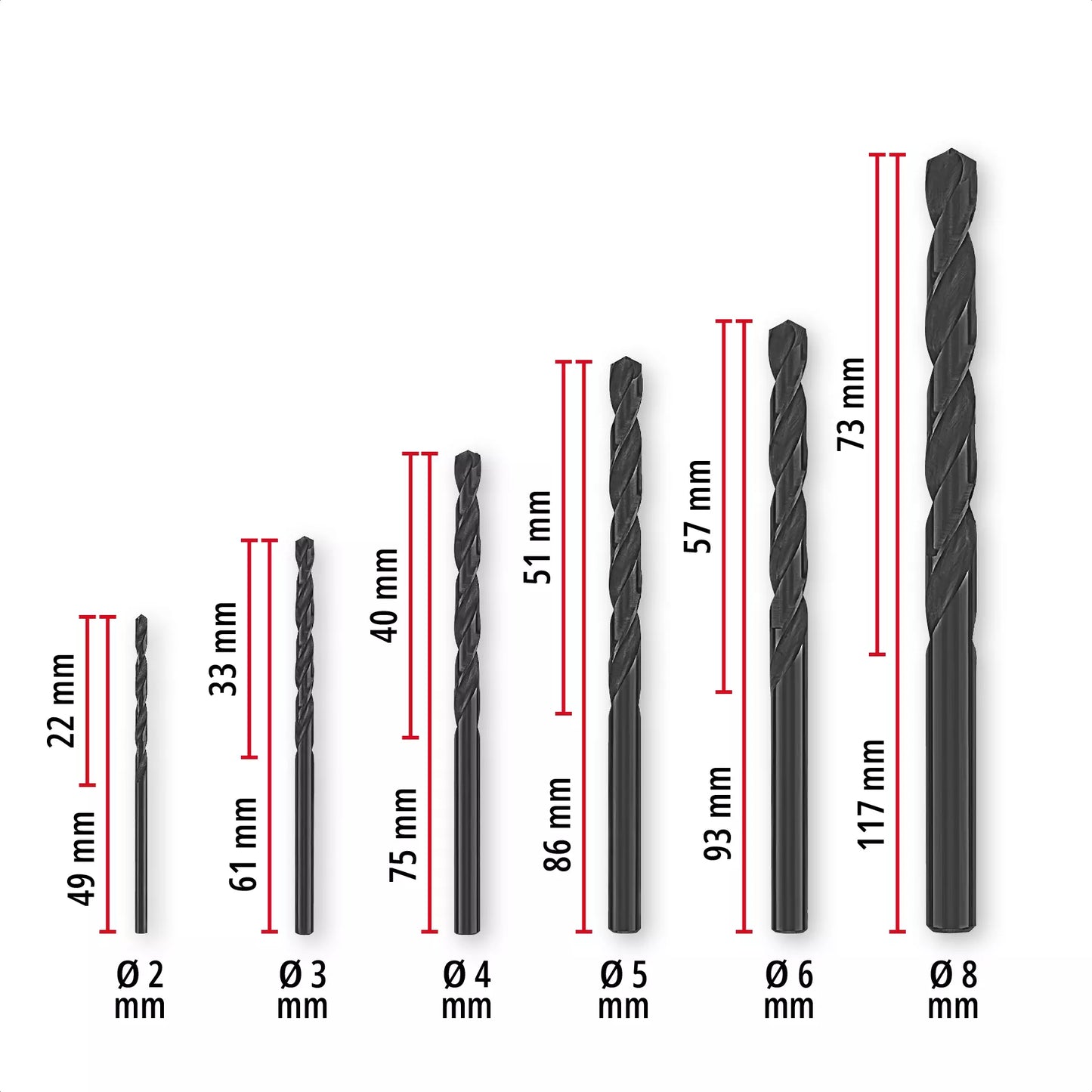 Set of 6 HSS-R LS drill bits Einhell 49423006