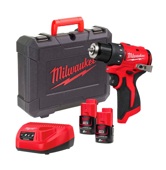 Milwaukee M12 BLDDRC-202C Drill/Driver + 2x 2.0Ah Batteries + Charger + Case