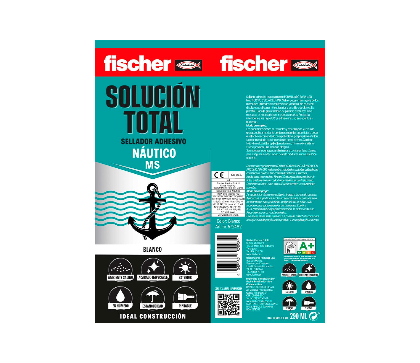 Fischer MS Nautical Special Adhesive Sealant Cartridge 290ml