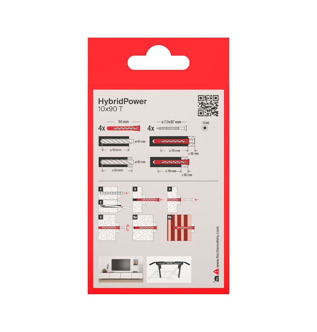 Box of 4 HybridPower 10x90 FUS Fischer nylon and steel plugs