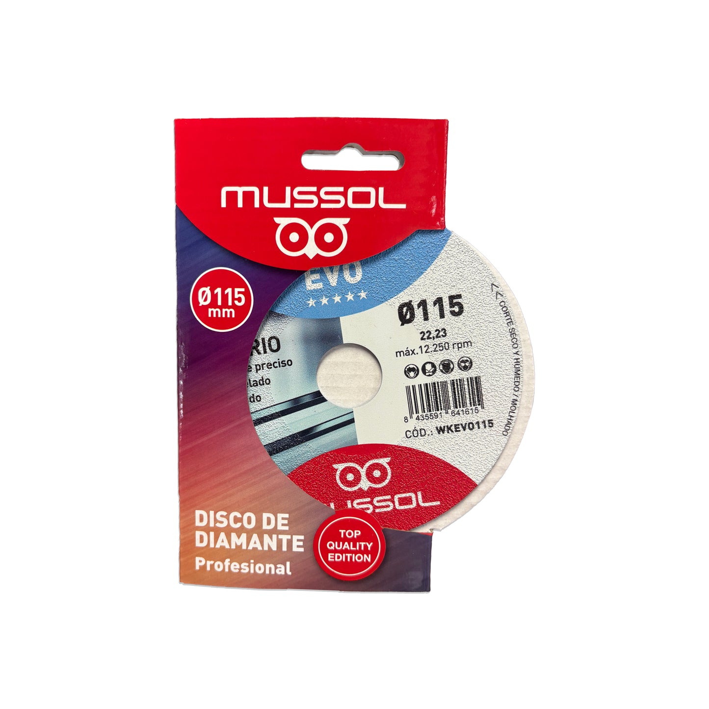 Diamond blade for glass KRISTAL EVO 115mm Mussol