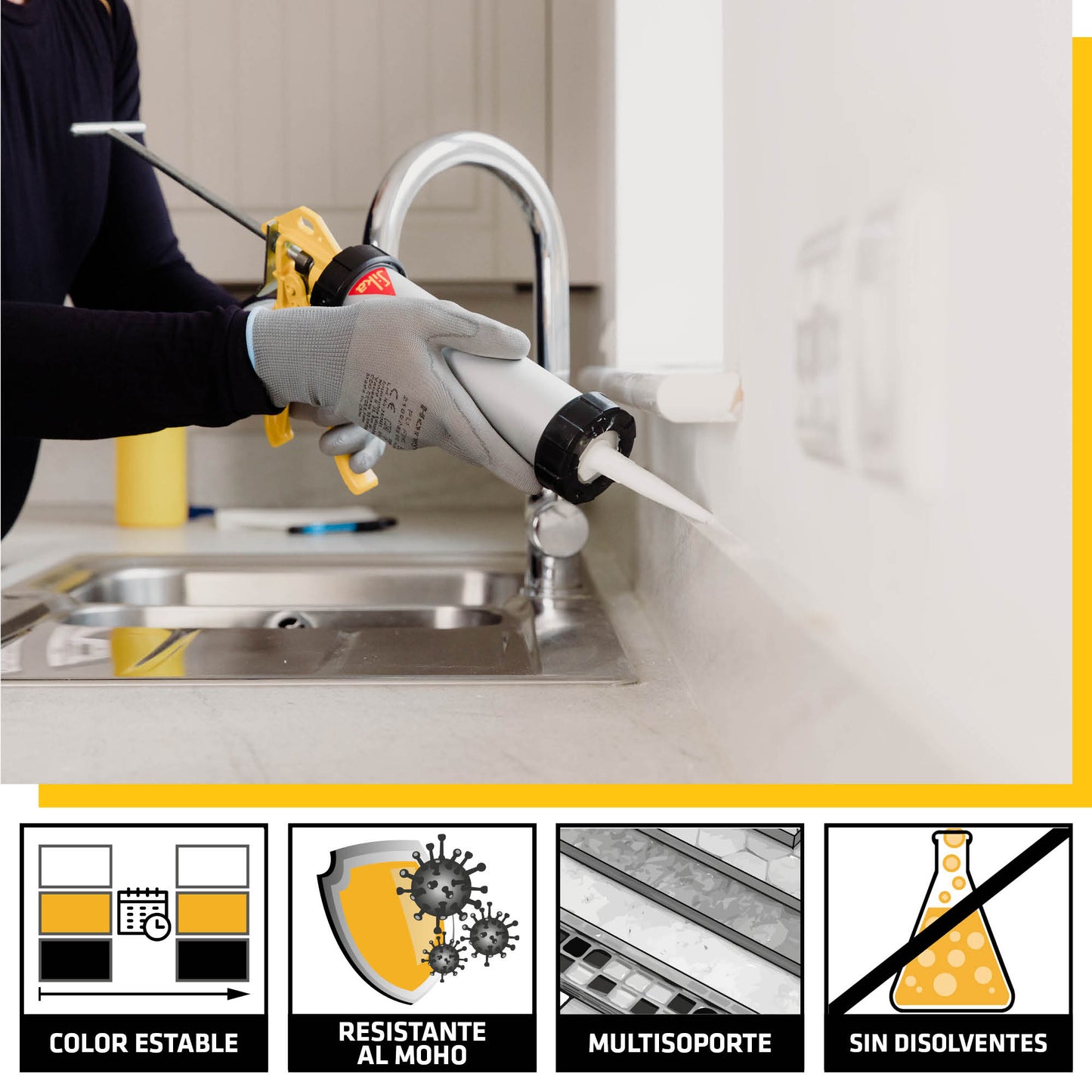 Cartucho sellador de silicona neutra sanitaria 300ml SikaSeal-175